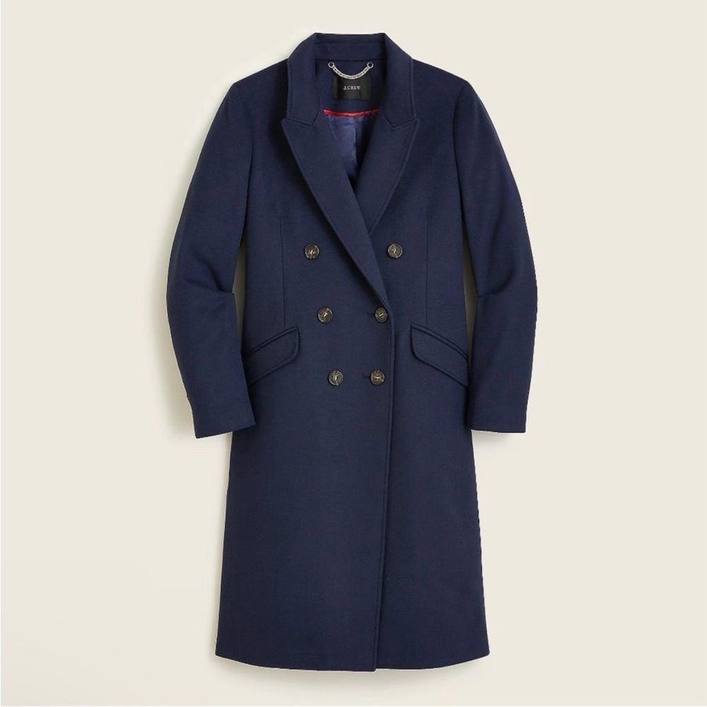 J. Crew Double-Breasted Navy Wool Coat